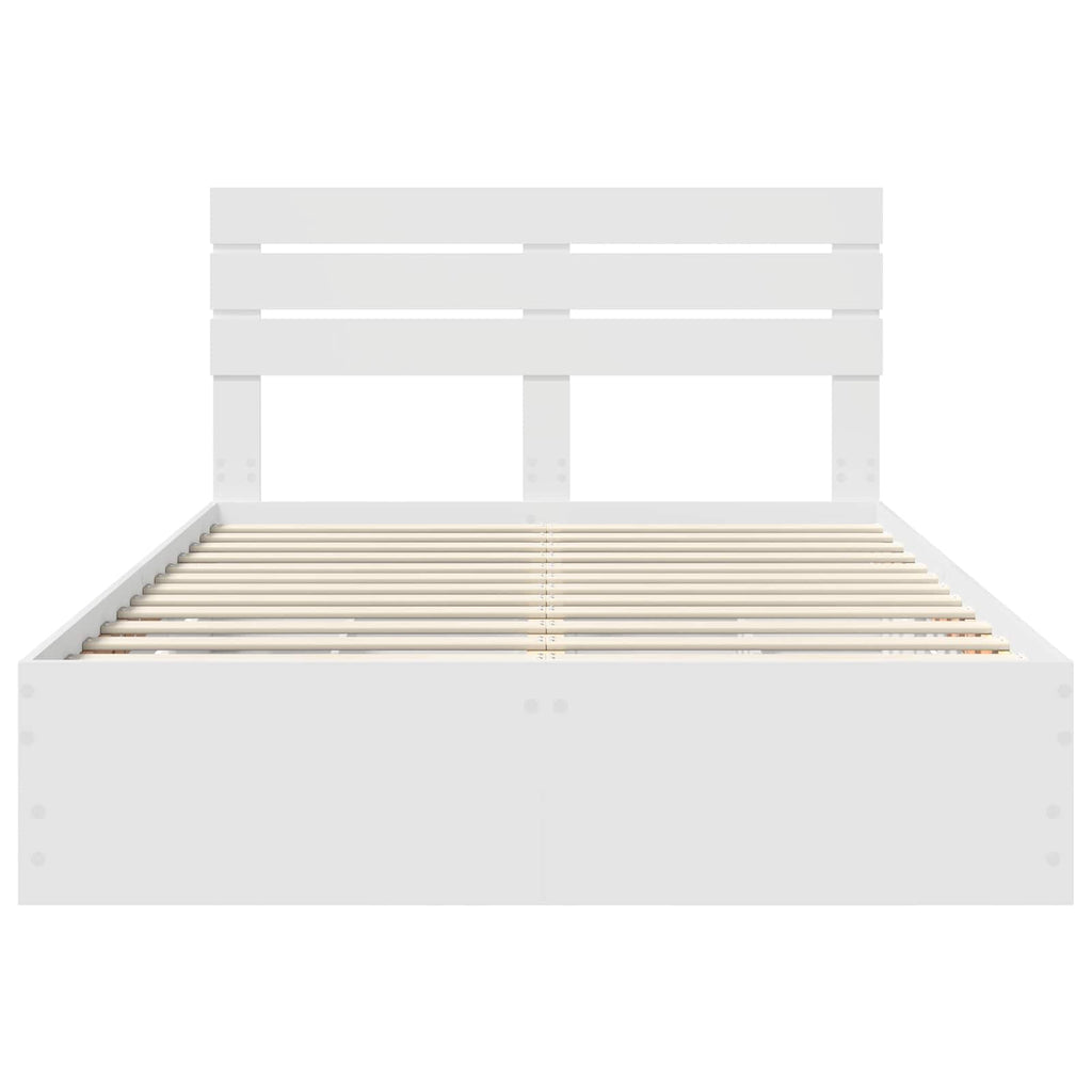vidaXL Ramka łóżka z szufladą Biały 150 x 200 cm Drewno inżynieryjne