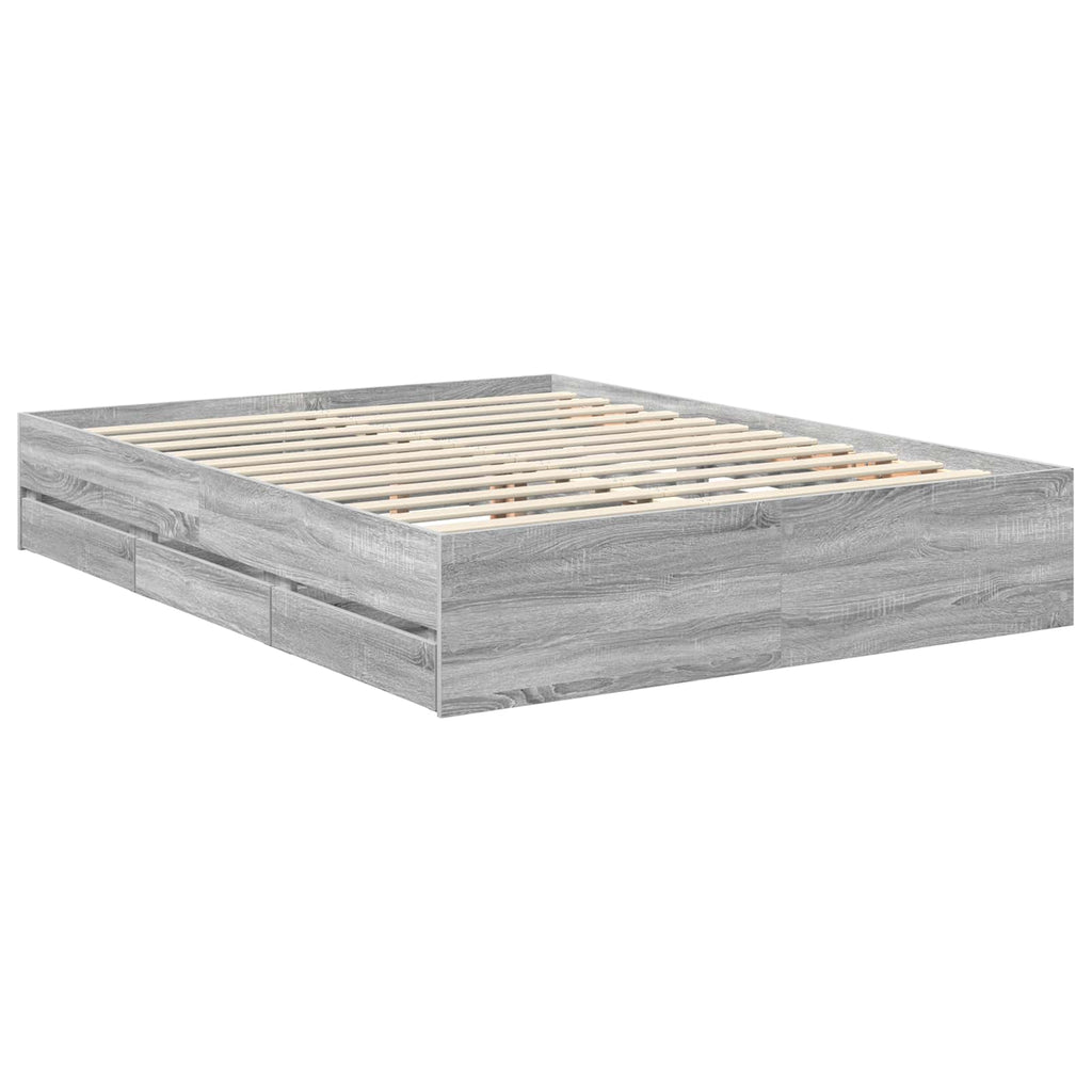 vidaXL Ramka łóżka Szary Sonoma 150 x 200 cm Drewno inżynieryjne