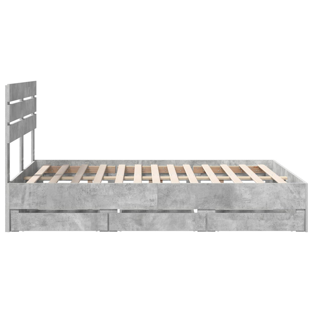 vidaXL Ramka łóżka Betonowy szary 140 x 190 cm Drewno inżynieryjne