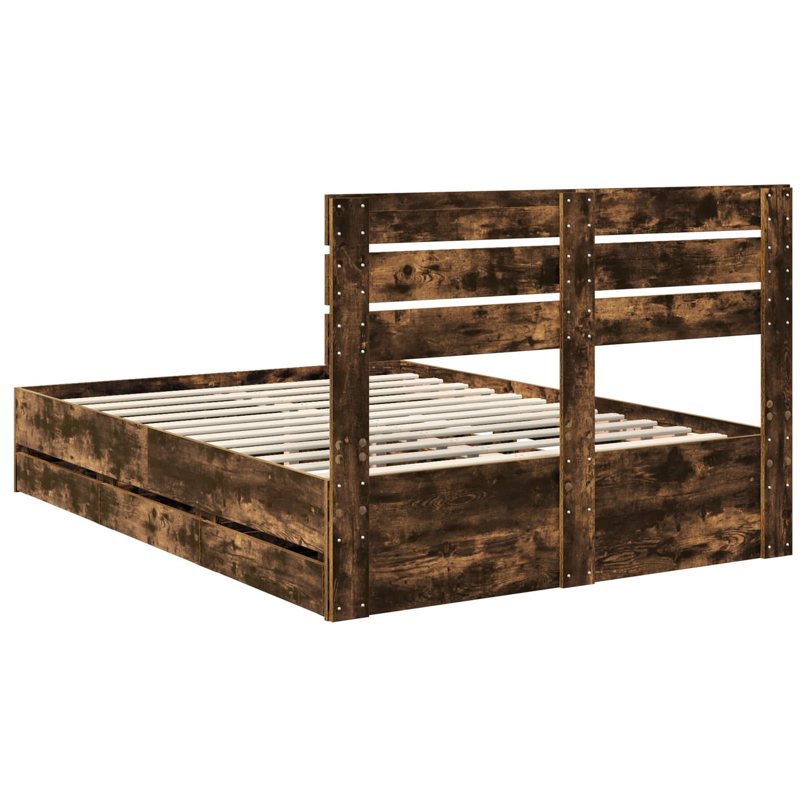 vidaXL Ramka łóżka Dąb wędzony 140 x 190 cm Drewno inżynieryjne