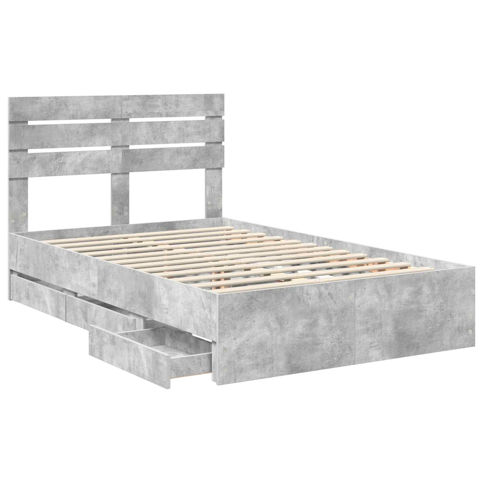 vidaXL Ramka łóżka Betonowy szary 135 x 190 cm Drewno inżynieryjne