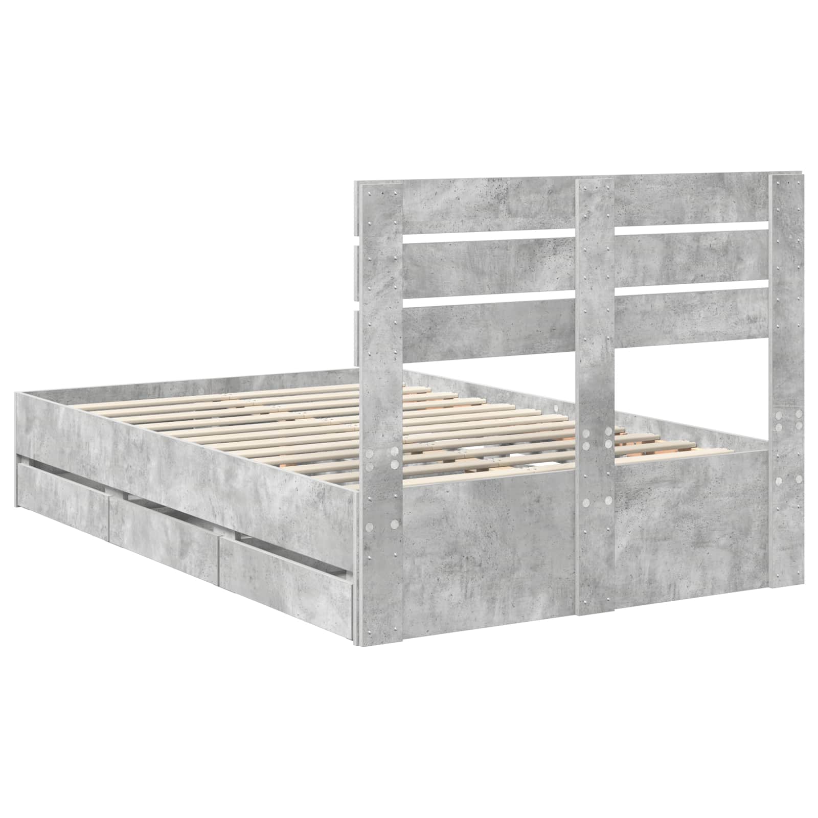 vidaXL Ramka łóżka Betonowy szary 135 x 190 cm Drewno inżynieryjne