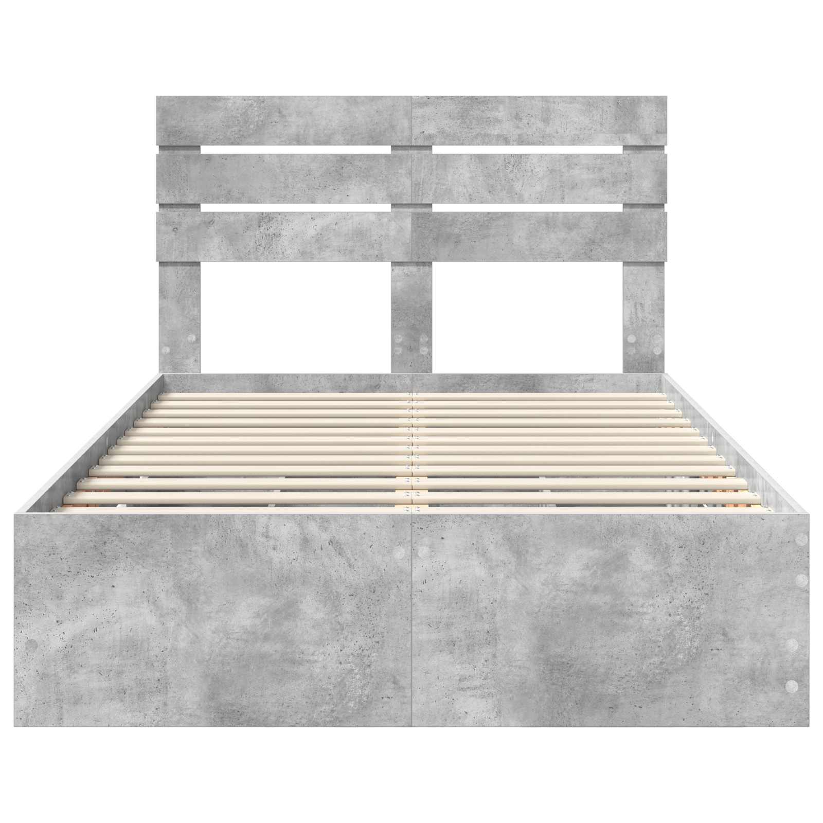 vidaXL Ramka łóżka Betonowy szary 135 x 190 cm Drewno inżynieryjne