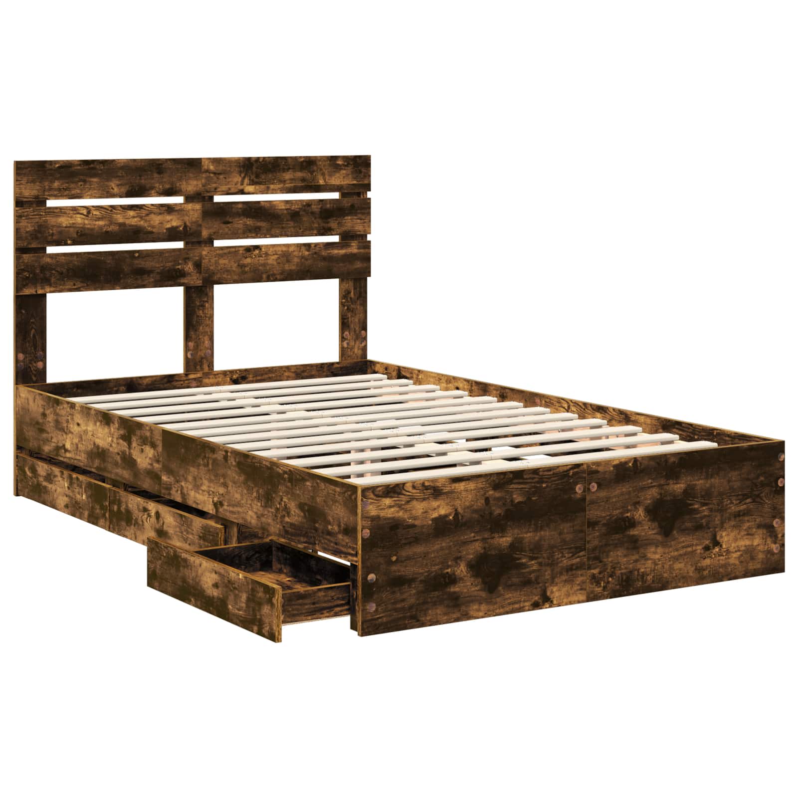 vidaXL Ramka łóżka Dąb wędzony 135 x 190 cm Drewno inżynieryjne