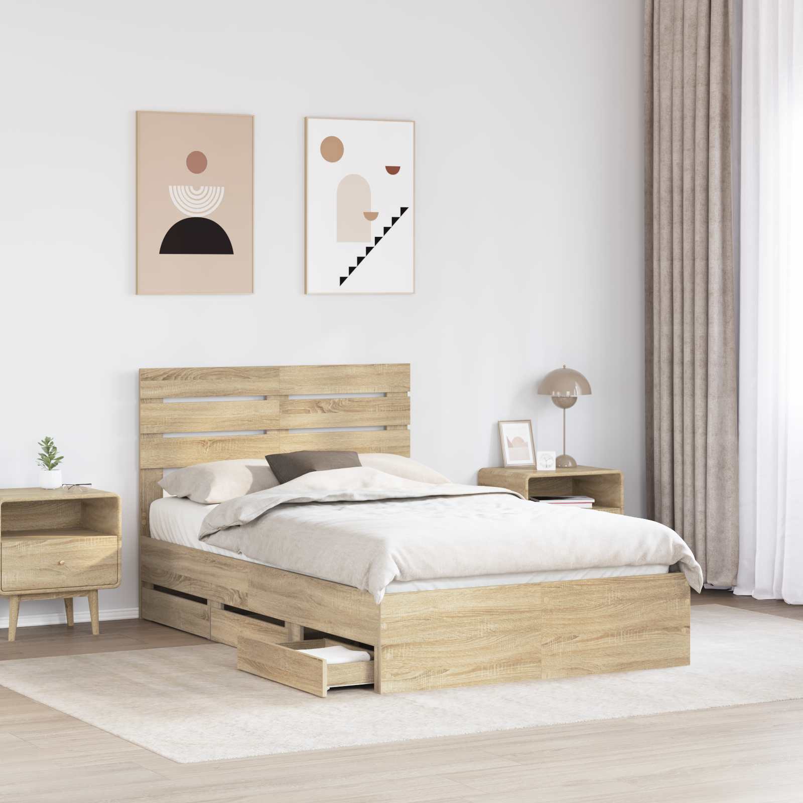vidaXL Ramka łóżka Dąb Sonoma 120 x 200 cm Drewno inżynieryjne