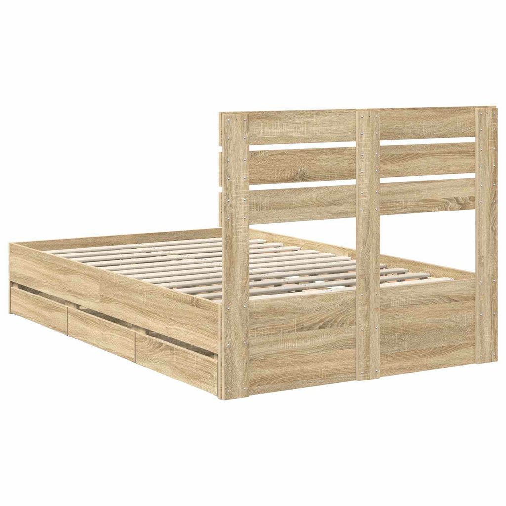 vidaXL Ramka łóżka Dąb Sonoma 120 x 190 cm Drewno inżynieryjne