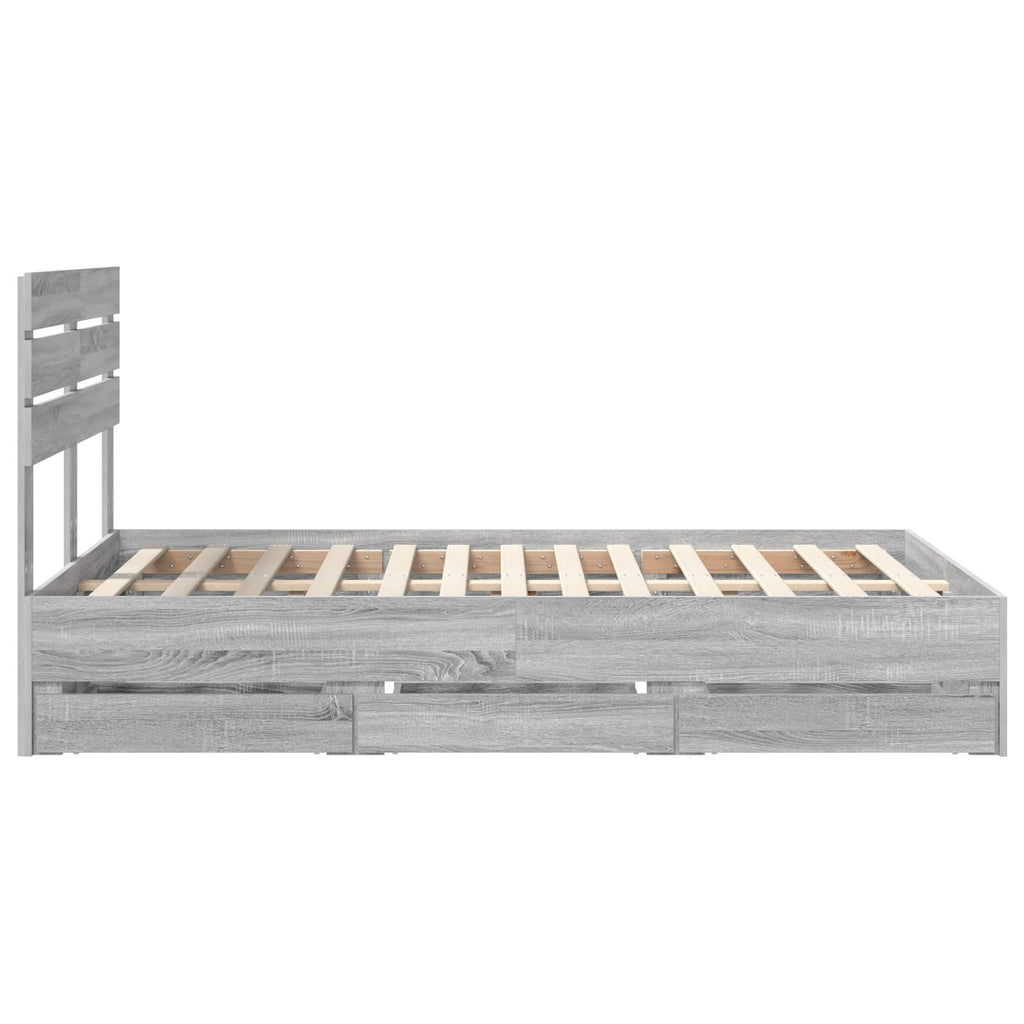 vidaXL Ramka łóżka Szary Sonoma 120 x 190 cm Drewno inżynieryjne