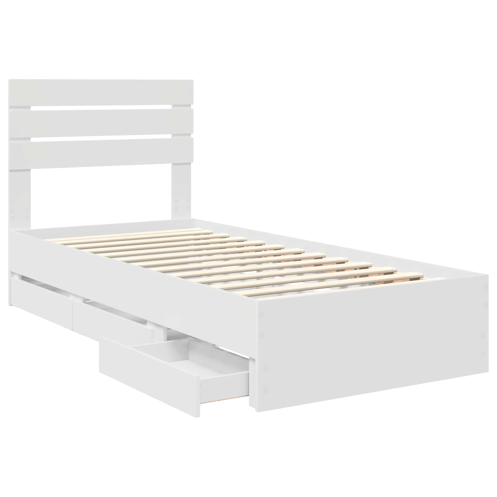 vidaXL Ramka łóżka z szufladą Biały 100 x 200 cm Drewno inżynieryjne