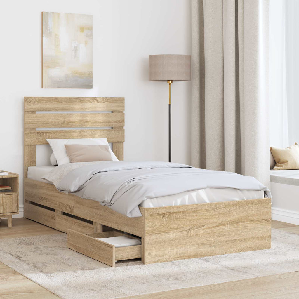 vidaXL Ramka łóżka Dąb Sonoma 100 x 200 cm Drewno inżynieryjne