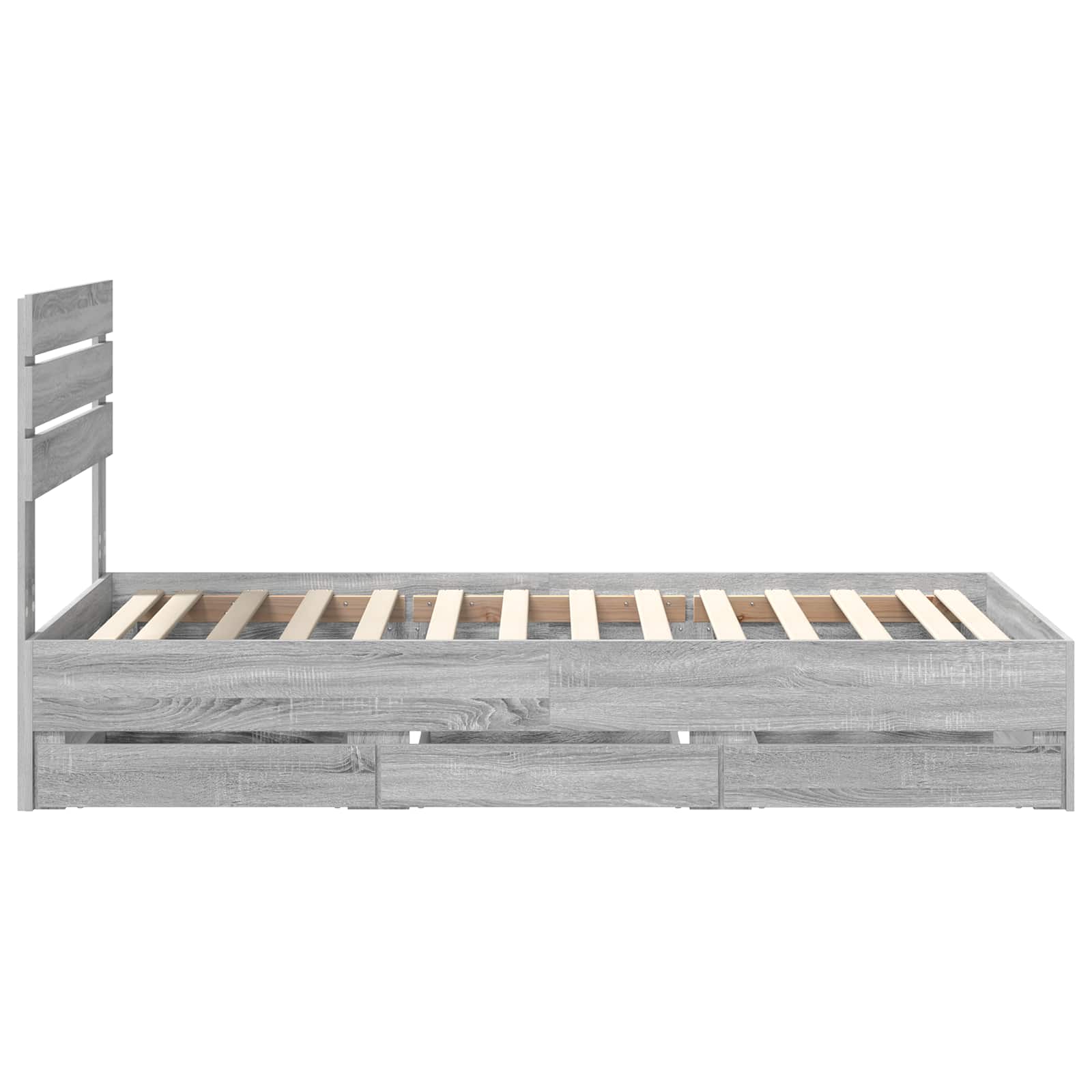 vidaXL Ramka łóżka Szary Sonoma 100 x 200 cm Drewno inżynieryjne