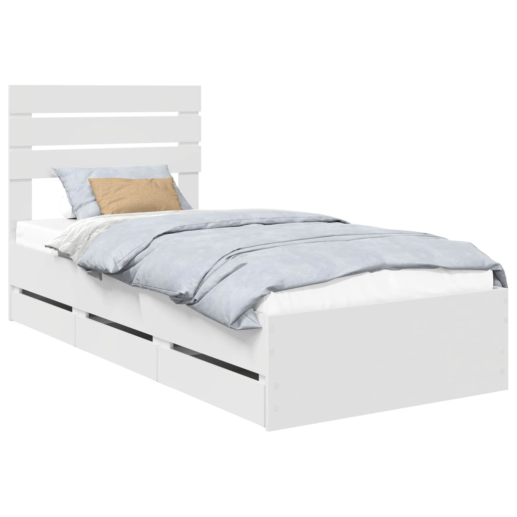vidaXL Ramka łóżka z szufladą Biały 90 x 200 cm Drewno inżynieryjne