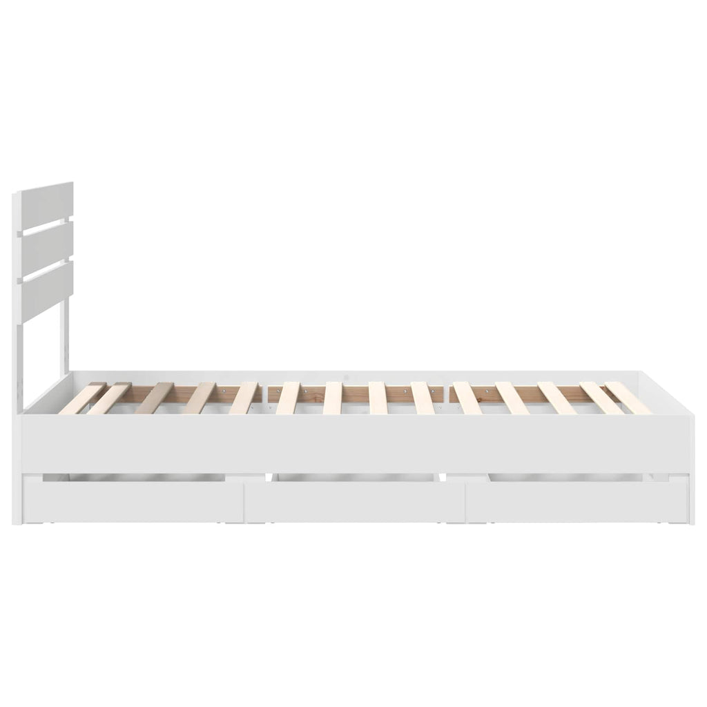 vidaXL Ramka łóżka z szufladą Biały 90 x 200 cm Drewno inżynieryjne