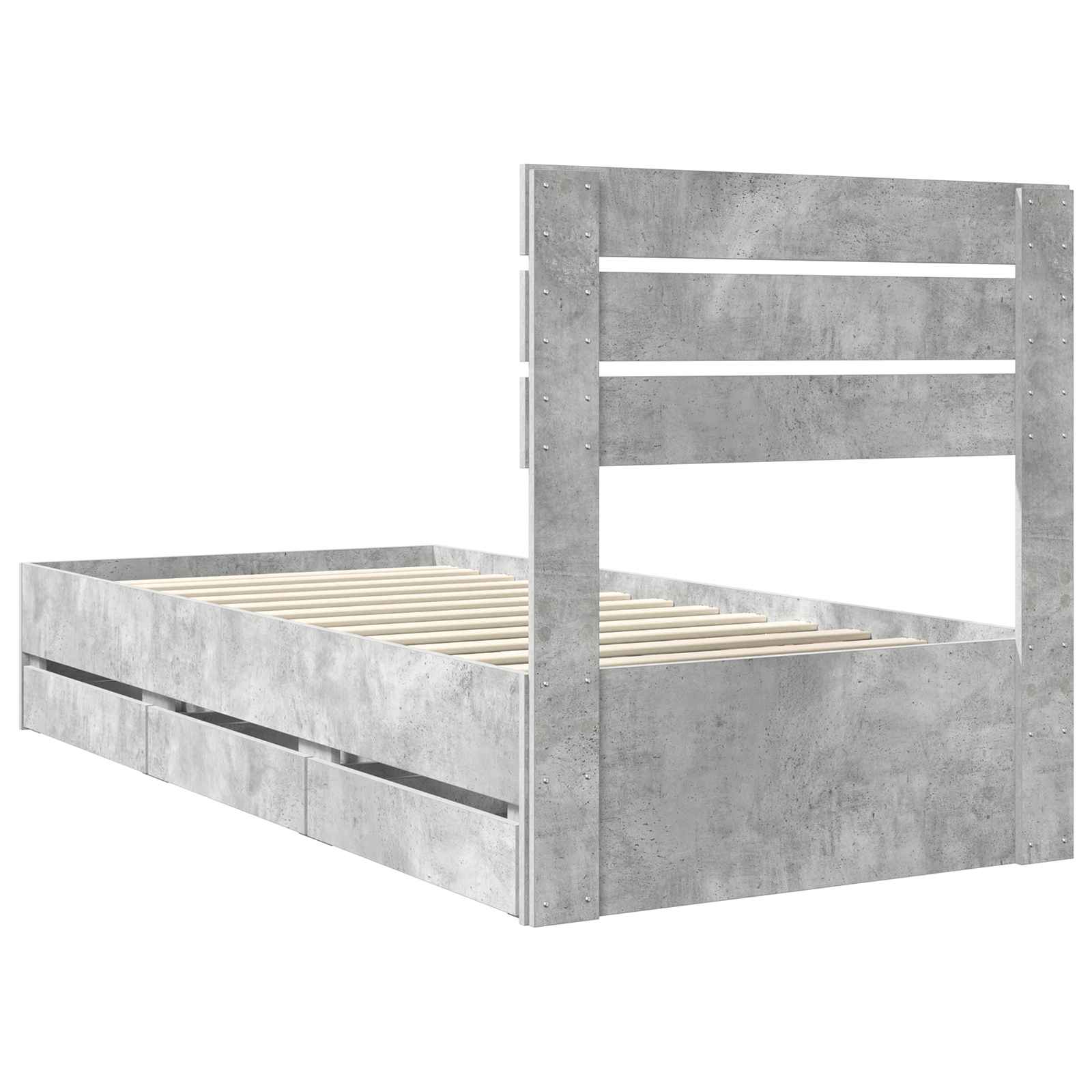 vidaXL Ramka łóżka Betonowy szary 90 x 200 cm Drewno inżynieryjne