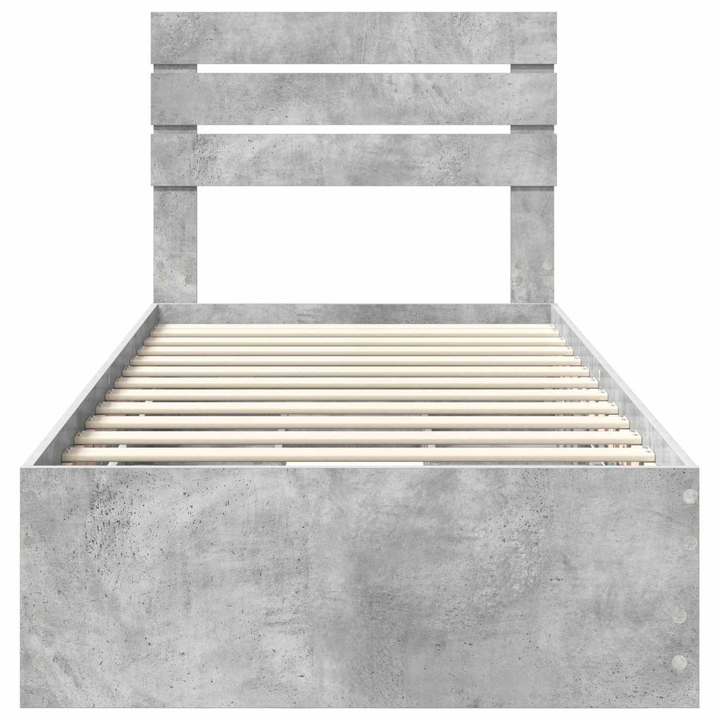 vidaXL Ramka łóżka Betonowy szary 90 x 200 cm Drewno inżynieryjne