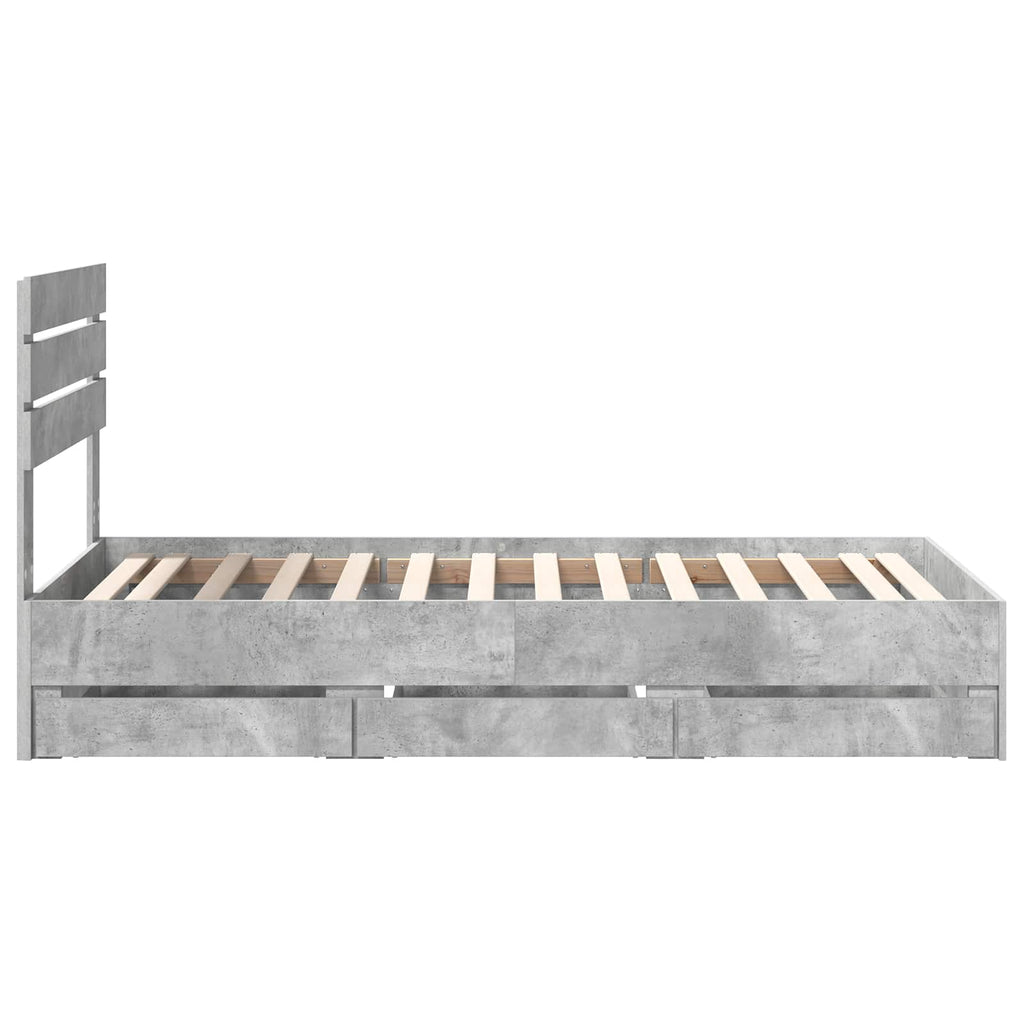vidaXL Ramka łóżka Betonowy szary 90 x 200 cm Drewno inżynieryjne