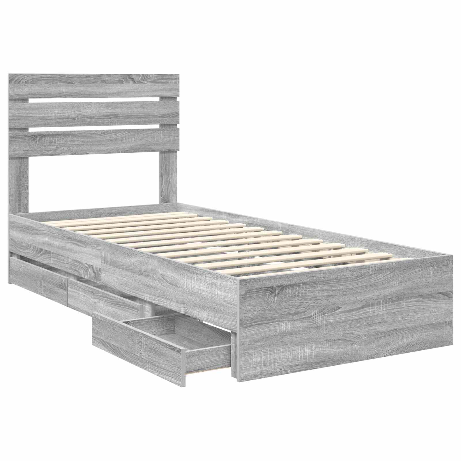 vidaXL Ramka łóżka Szary Sonoma 90 x 200 cm Drewno inżynieryjne
