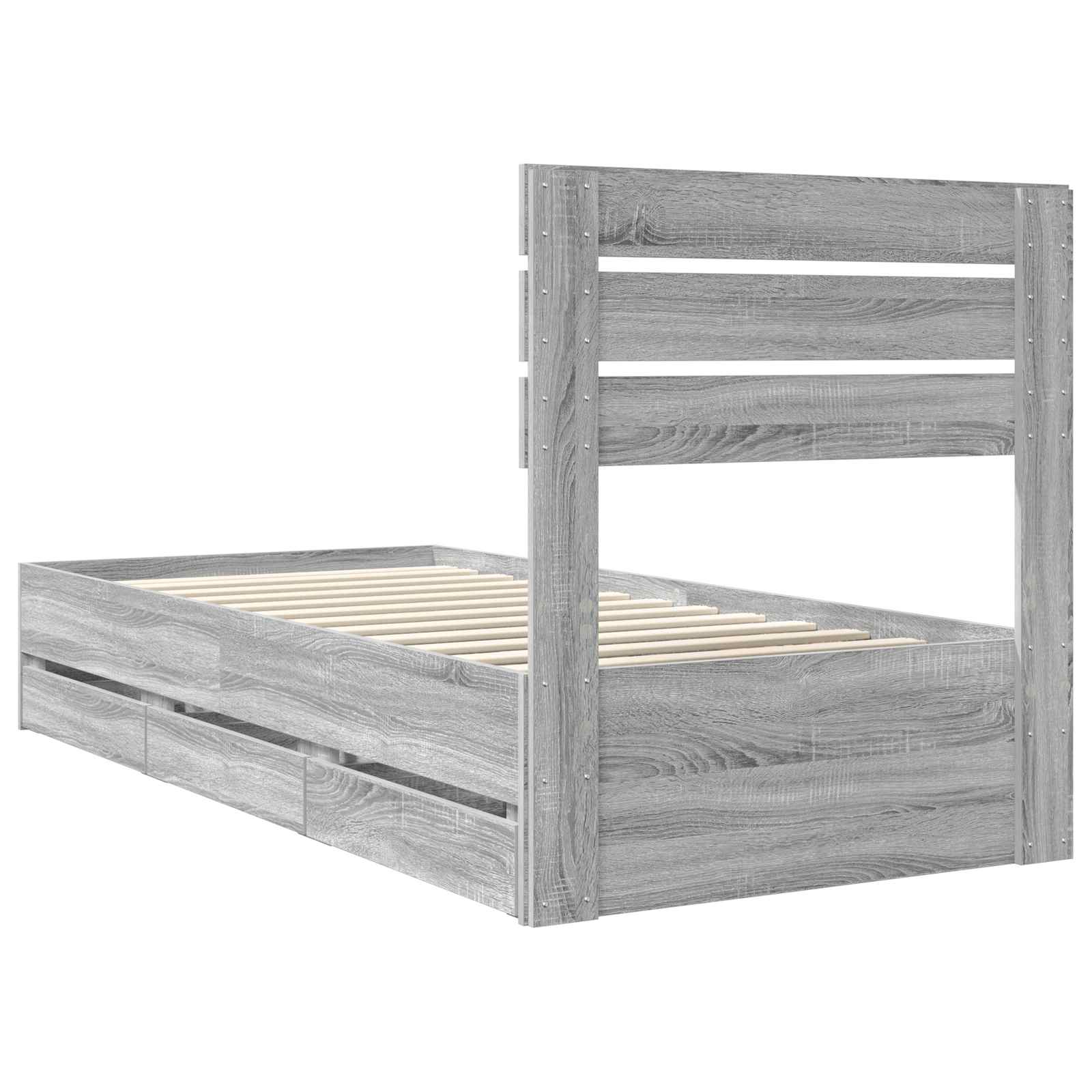 vidaXL Ramka łóżka Szary Sonoma 90 x 200 cm Drewno inżynieryjne