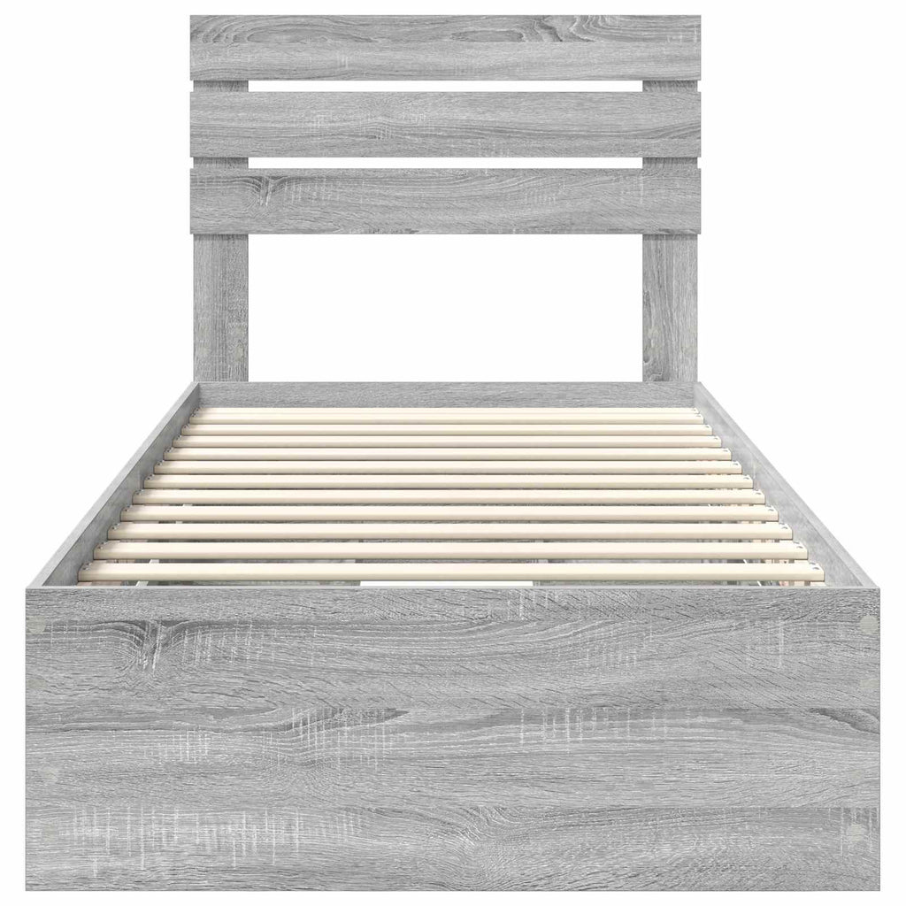 vidaXL Ramka łóżka Szary Sonoma 90 x 200 cm Drewno inżynieryjne
