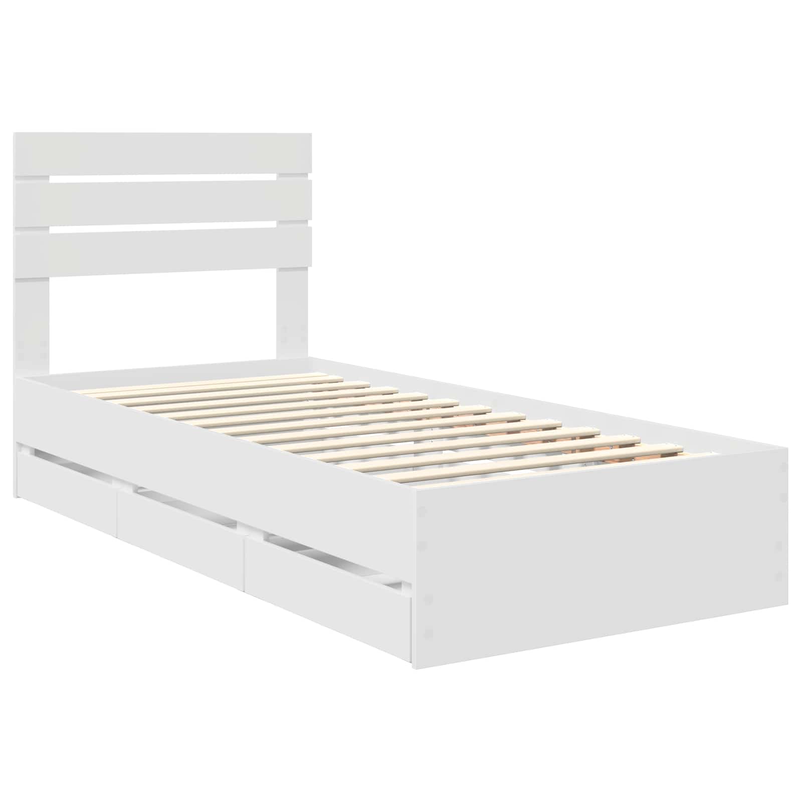 vidaXL Ramka łóżka z szufladą Biały 90 x 190 cm Drewno inżynieryjne