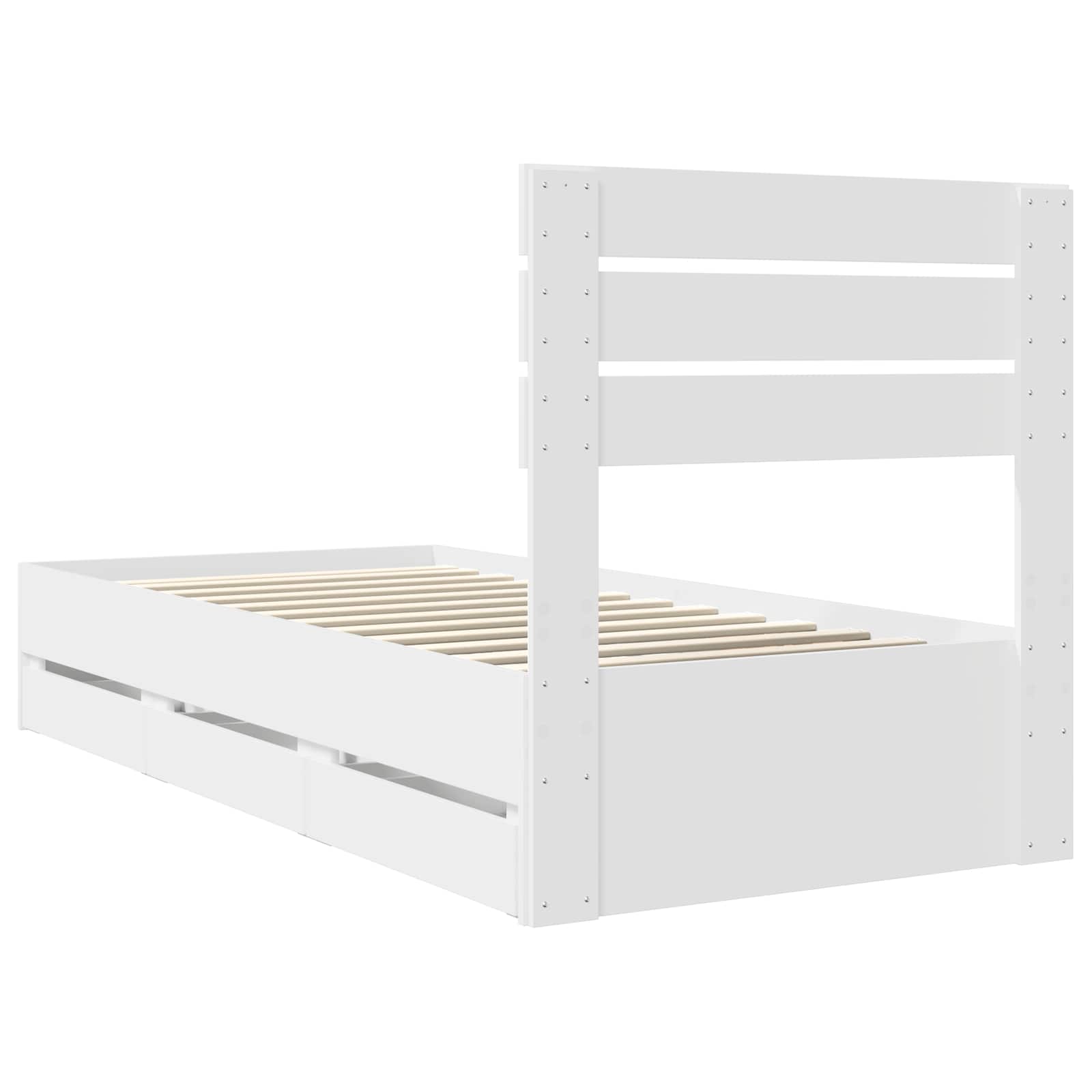 vidaXL Ramka łóżka z szufladą Biały 90 x 190 cm Drewno inżynieryjne