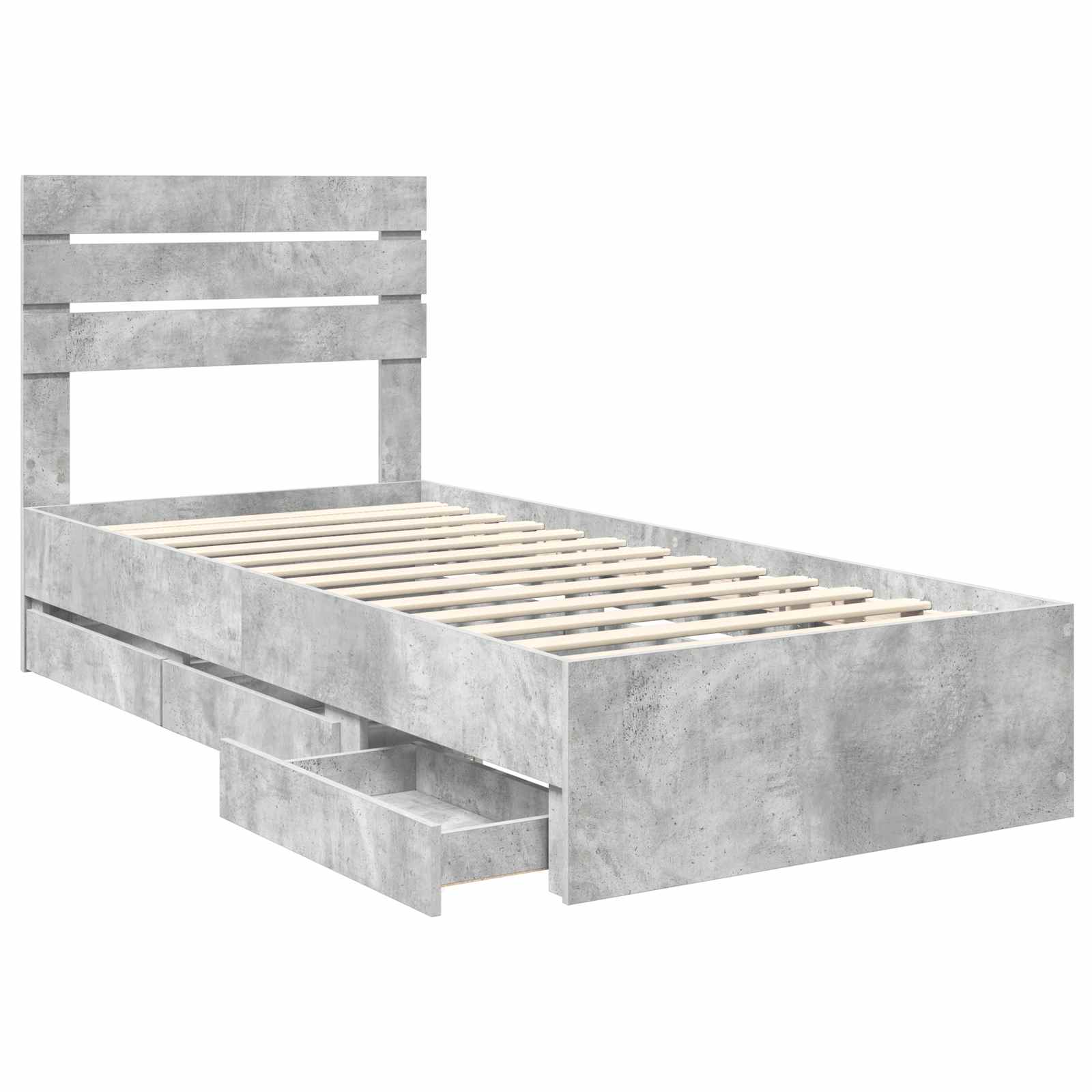 vidaXL Ramka łóżka Betonowy szary 90 x 190 cm Drewno inżynieryjne