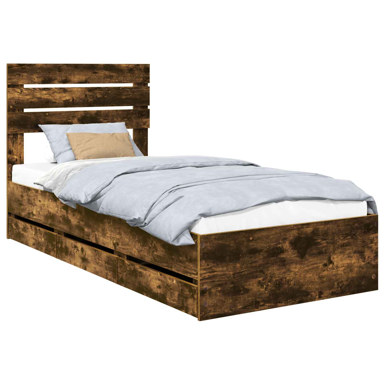 vidaXL Ramka łóżka Dąb wędzony 90 x 190 cm Drewno inżynieryjne