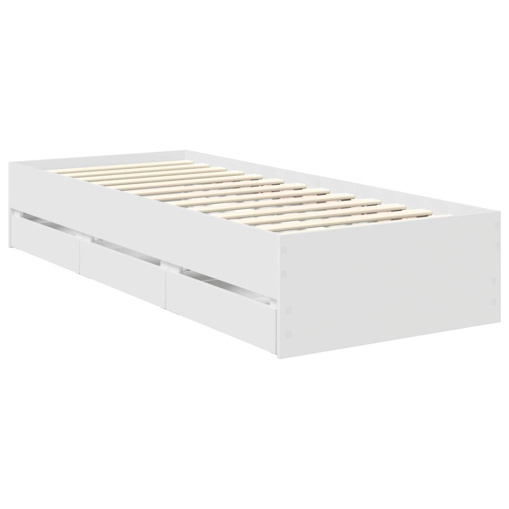 vidaXL Ramka łóżka z szufladą Biały 75 x 190 cm Drewno inżynieryjne