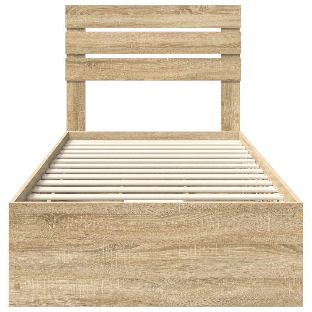 vidaXL Ramka łóżka Dąb Sonoma 75 x 190 cm Drewno inżynieryjne