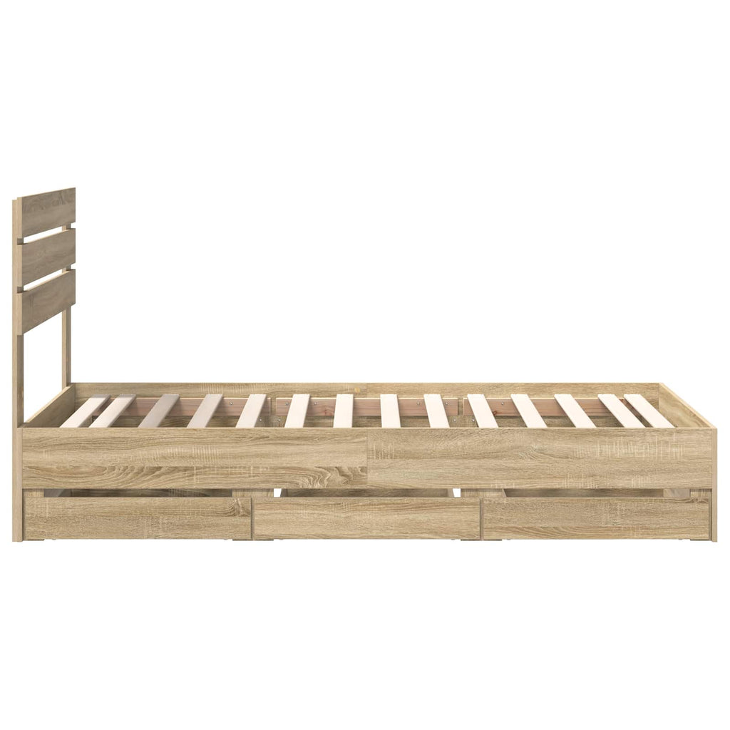 vidaXL Ramka łóżka Dąb Sonoma 75 x 190 cm Drewno inżynieryjne
