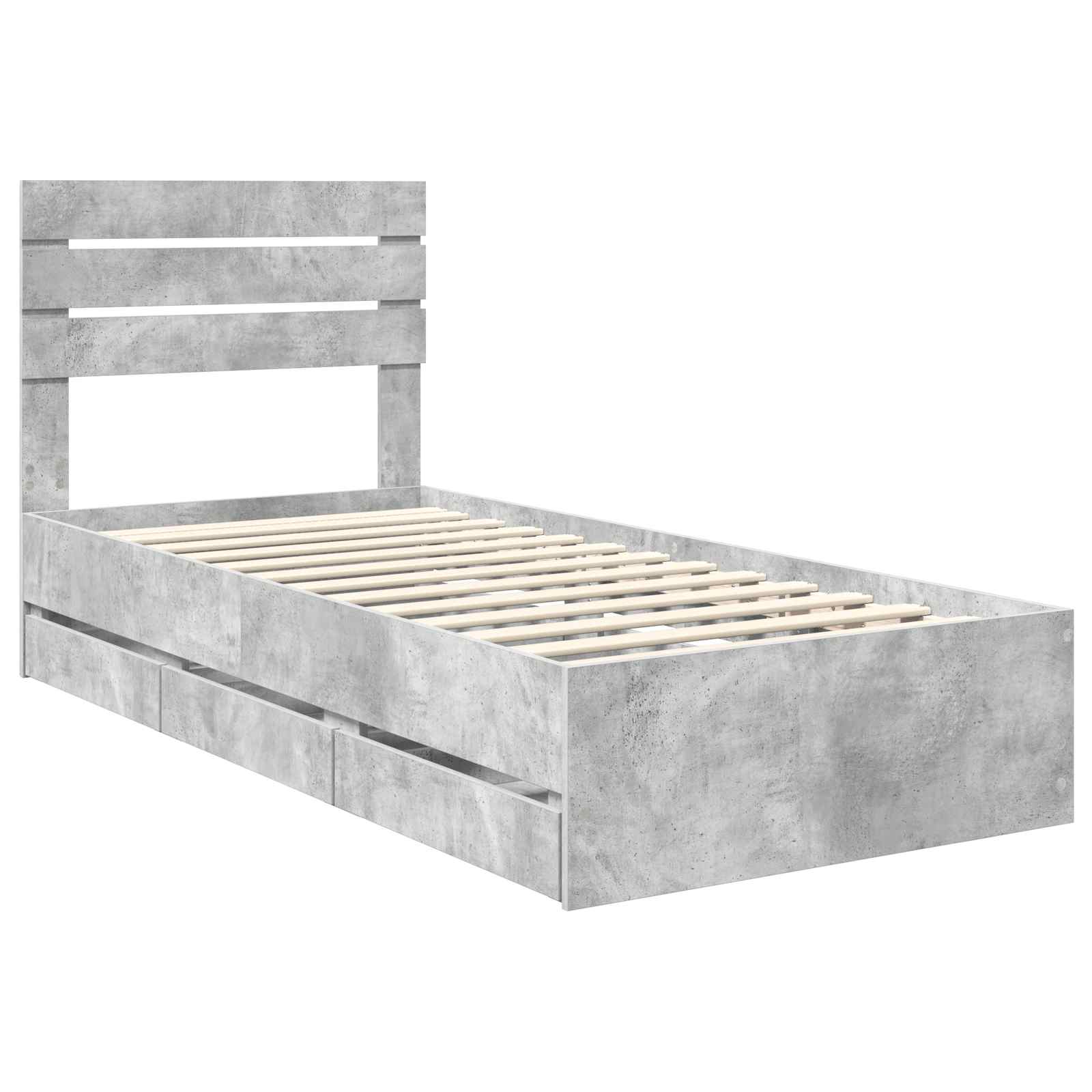 vidaXL Ramka łóżka Betonowy szary 75 x 190 cm Drewno inżynieryjne