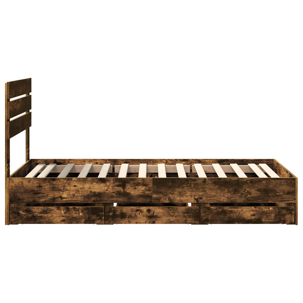 vidaXL Ramka łóżka Dąb wędzony 75 x 190 cm Drewno inżynieryjne