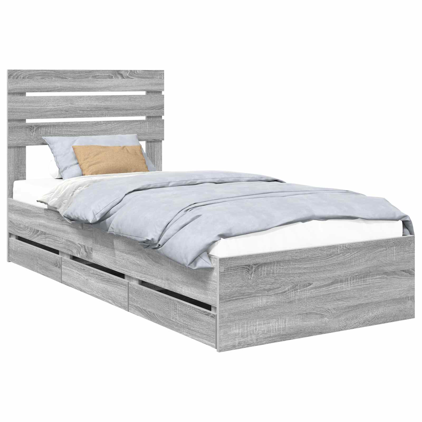 vidaXL Ramka łóżka Szary Sonoma 75 x 190 cm Drewno inżynieryjne