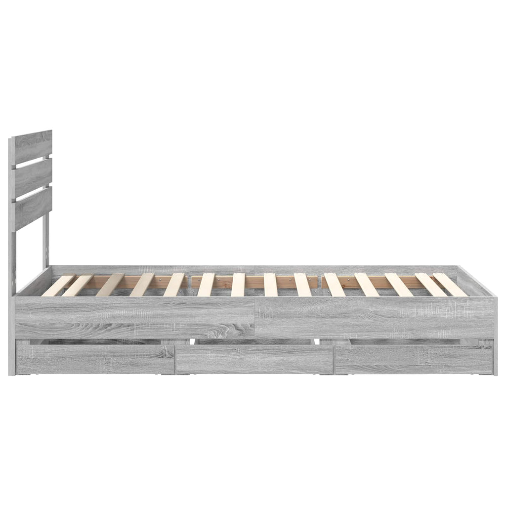 vidaXL Ramka łóżka Szary Sonoma 75 x 190 cm Drewno inżynieryjne