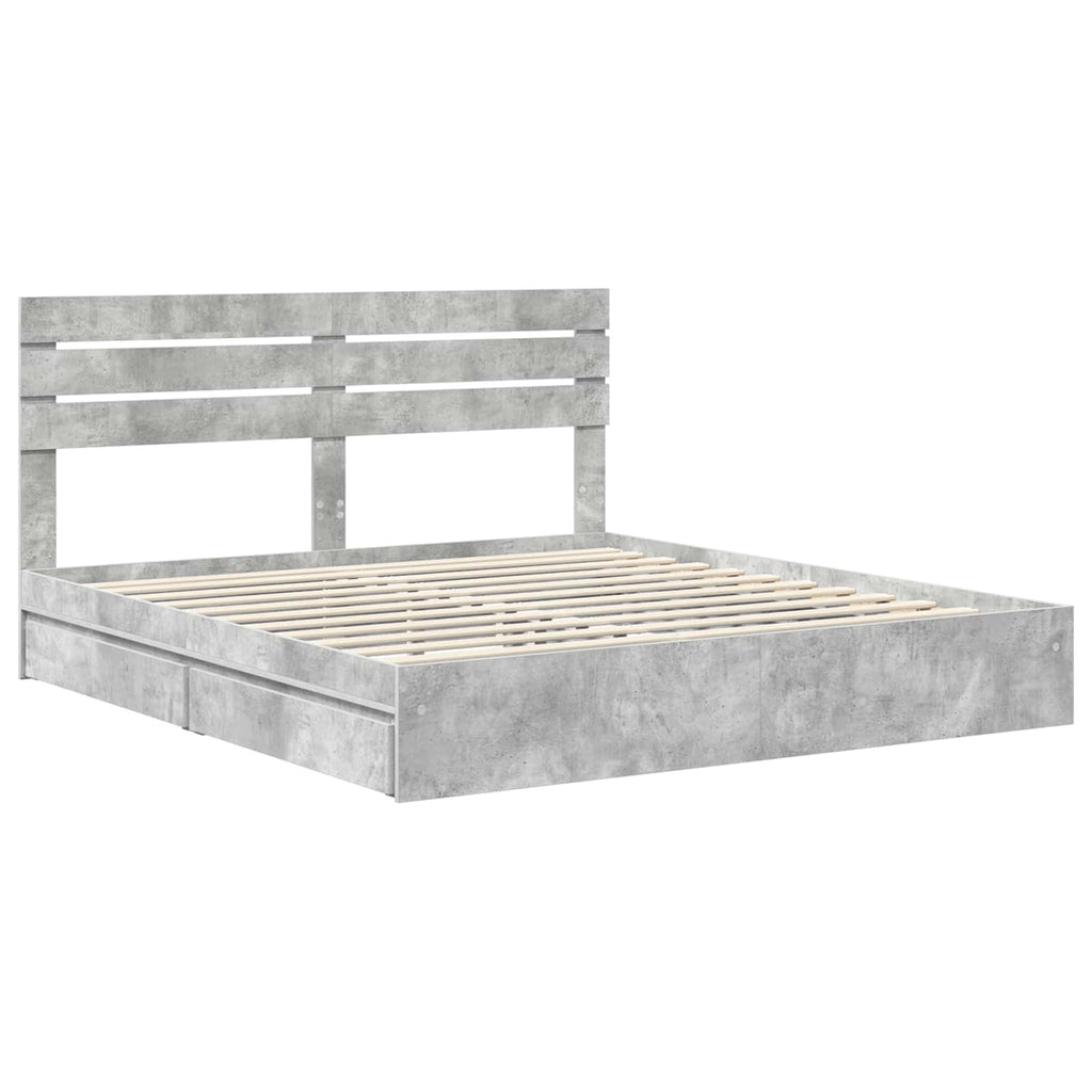 vidaXL Łóżko z miejscem do przechowywania Betonowy szary 180 x 200 cm