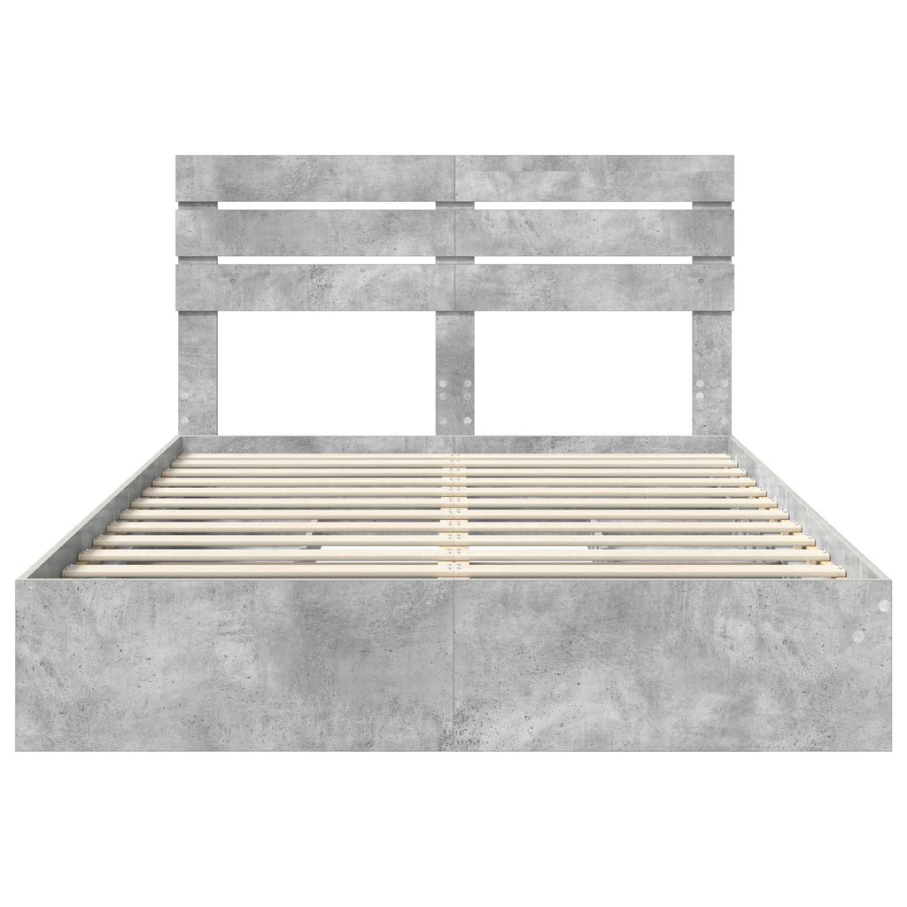 vidaXL Łóżko z miejscem do przechowywania Betonowy szary 150 x 200 cm