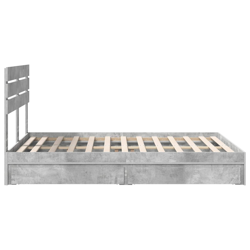 vidaXL Łóżko z miejscem do przechowywania Betonowy szary 150 x 200 cm