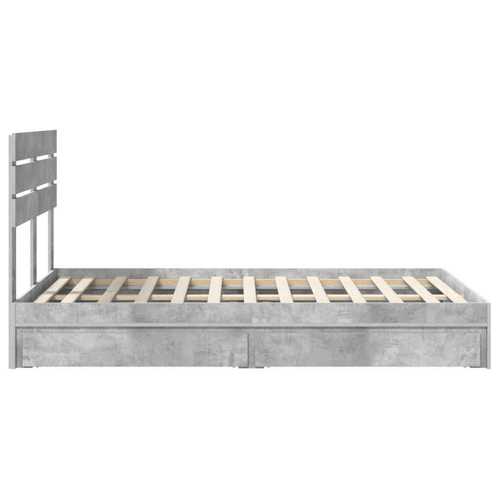 vidaXL Łóżko z miejscem do przechowywania Betonowy szary 135 x 190 cm
