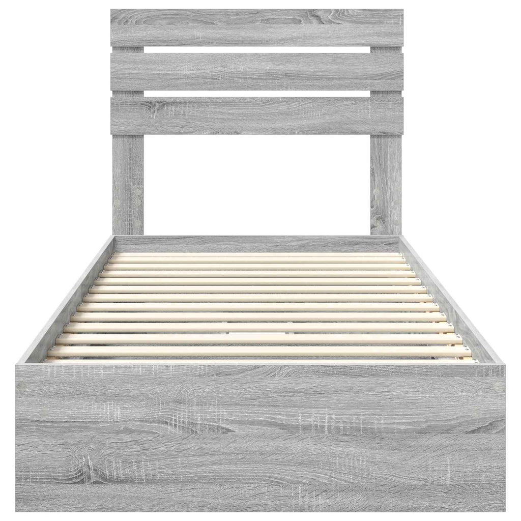 vidaXL Łóżko z miejscem do przechowywania Szary Sonoma 100 x 200 cm