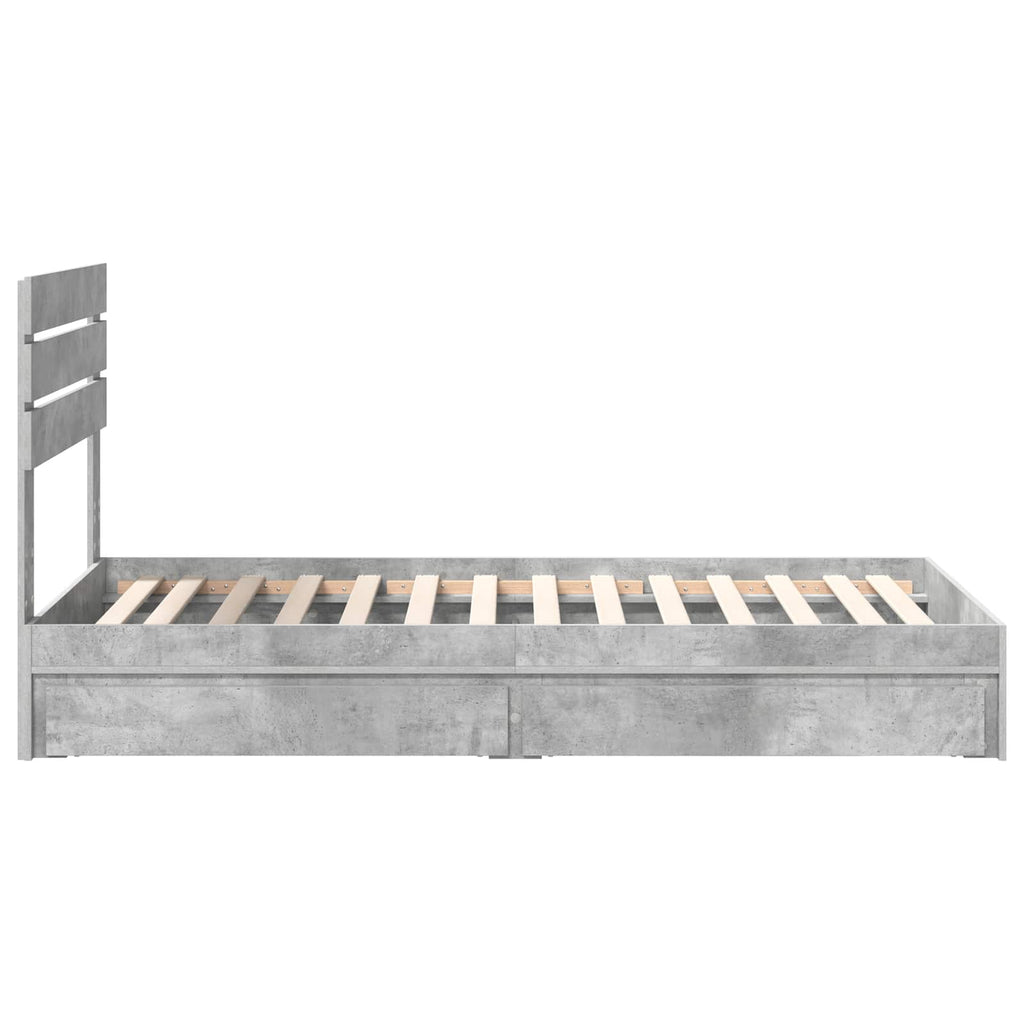 vidaXL Łóżko z miejscem do przechowywania Betonowy szary 90 x 190 cm