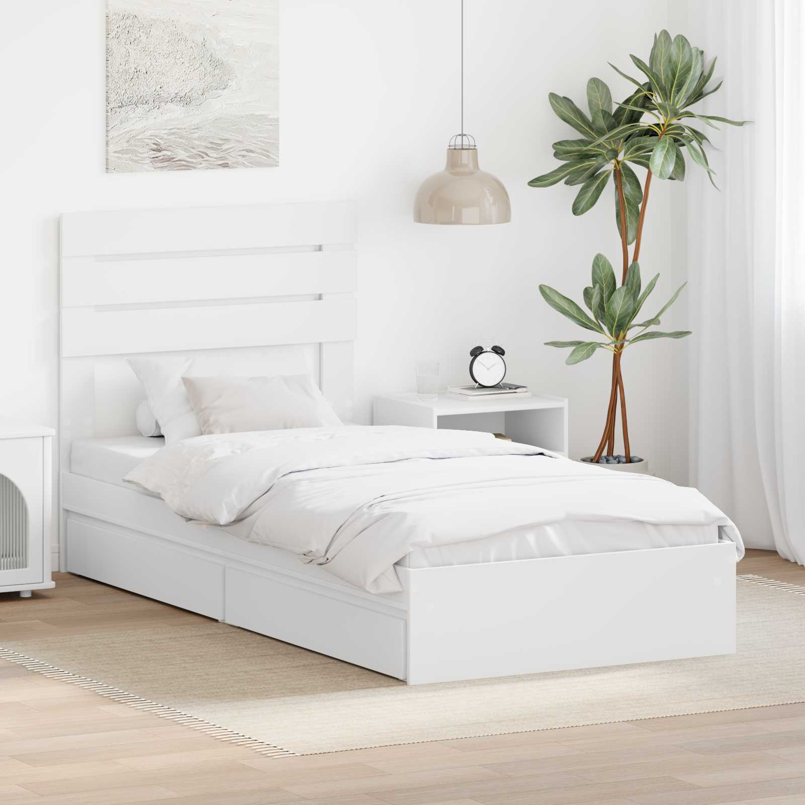 vidaXL Łóżko z miejscem do przechowywania z szufladą Biały 75 x 190 cm