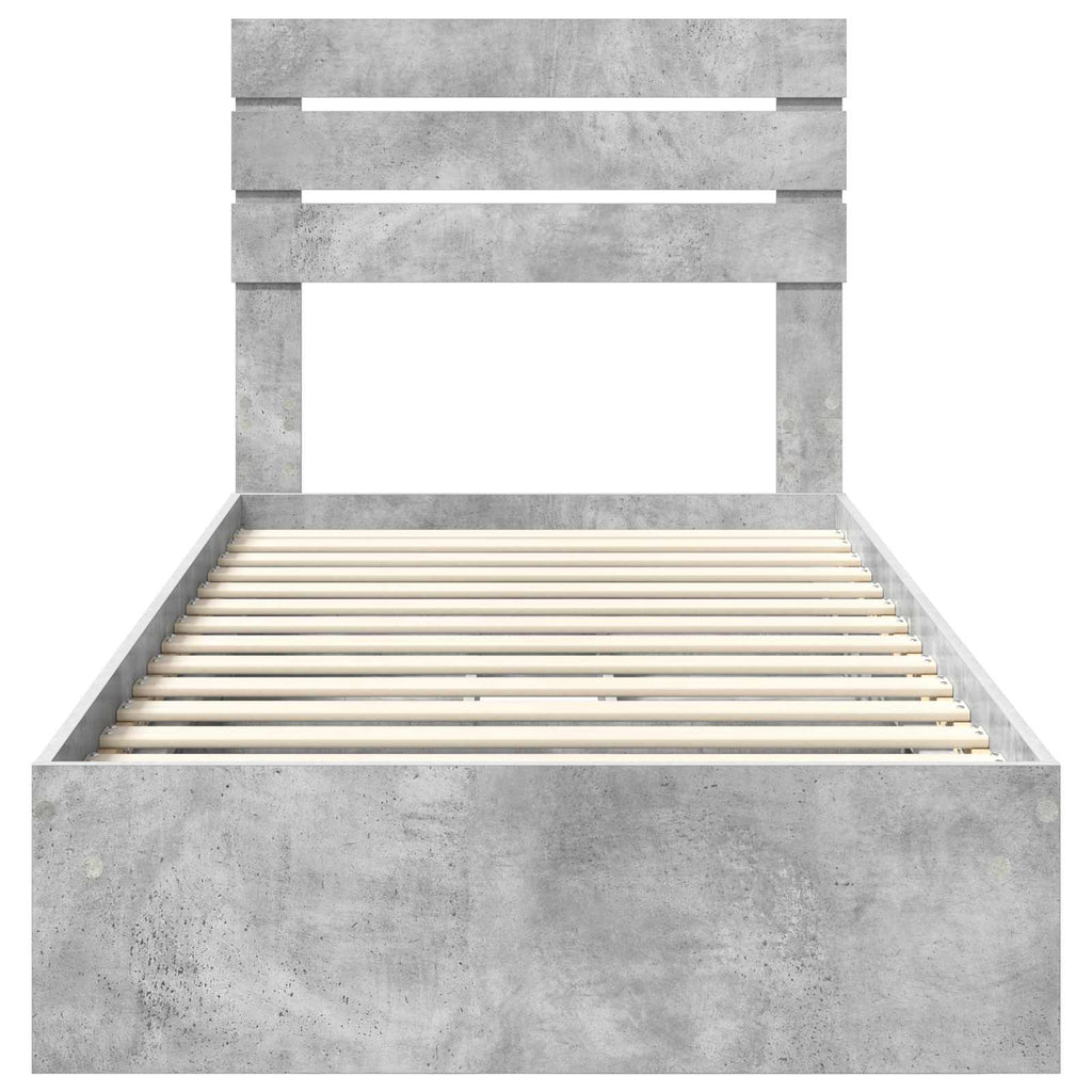 vidaXL Łóżko z miejscem do przechowywania Betonowy szary 70 x 190 cm
