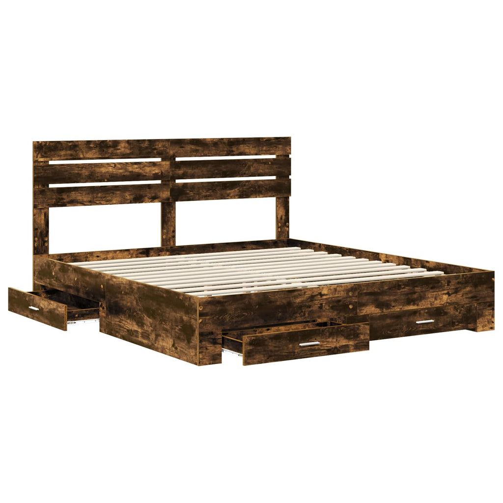 vidaXL Ramka łóżka Dąb wędzony 200 x 200 cm Materiał drewnopochodny
