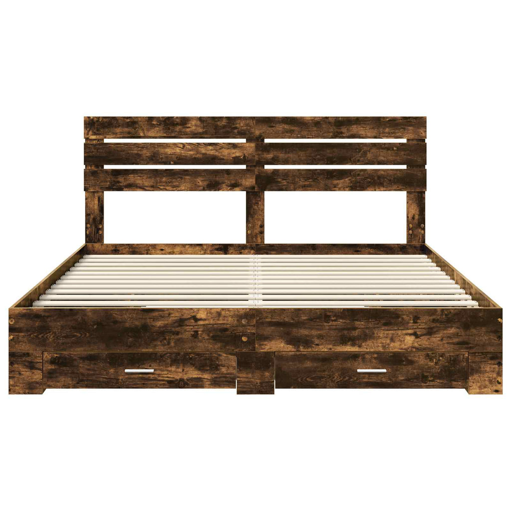 vidaXL Ramka łóżka Dąb wędzony 200 x 200 cm Materiał drewnopochodny