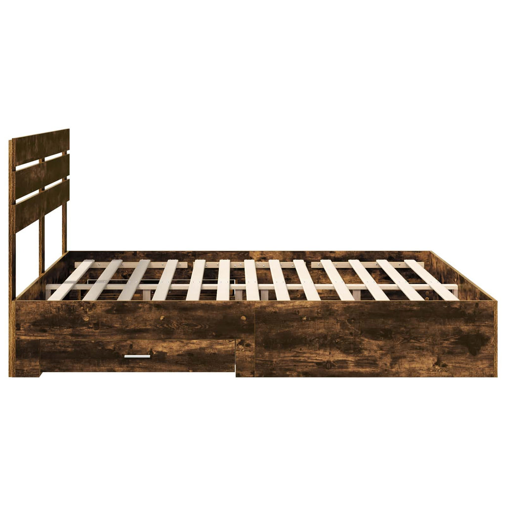 vidaXL Ramka łóżka Dąb wędzony 200 x 200 cm Materiał drewnopochodny
