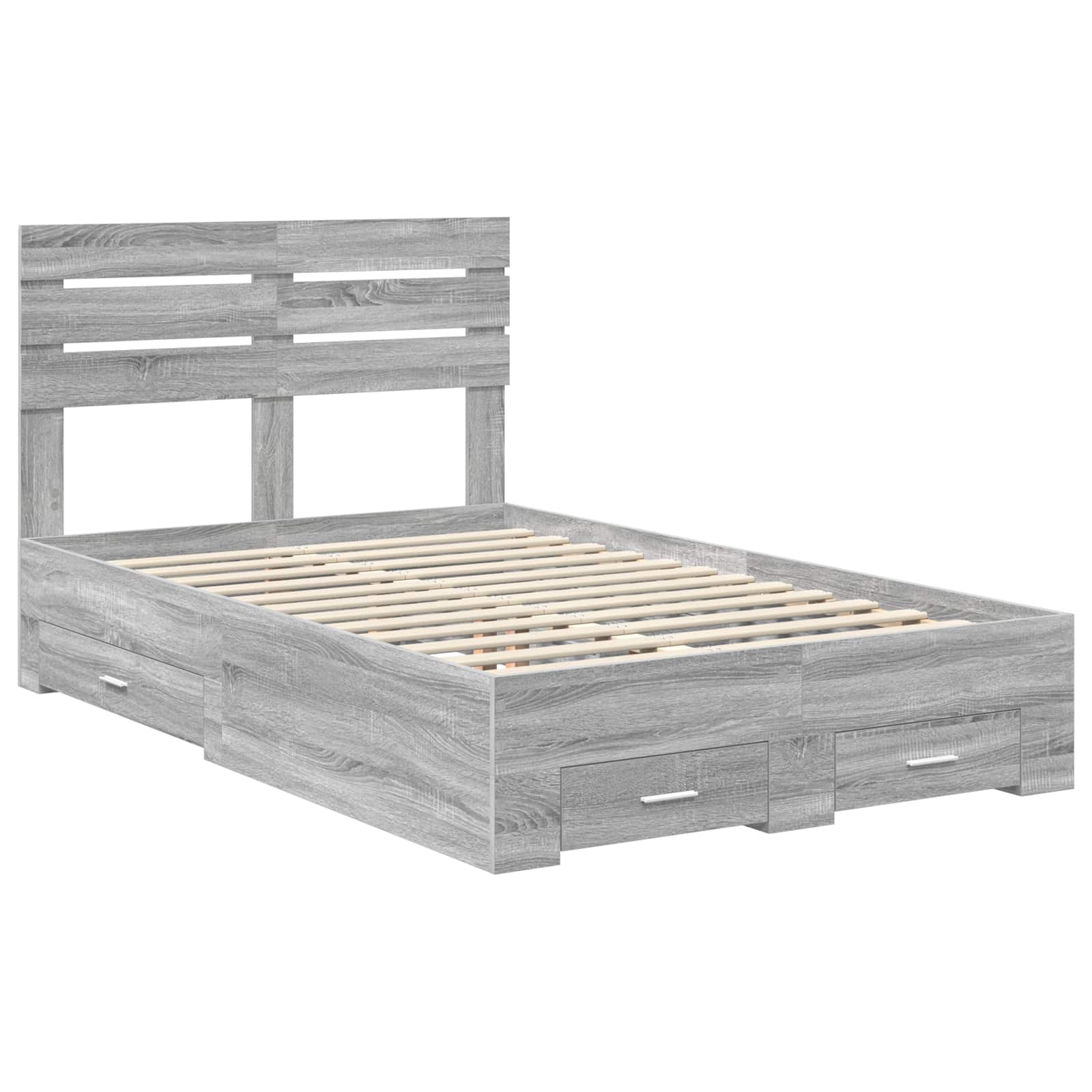 vidaXL Ramka łóżka Szary Sonoma 135 x 190 cm Materiał drewnopochodny