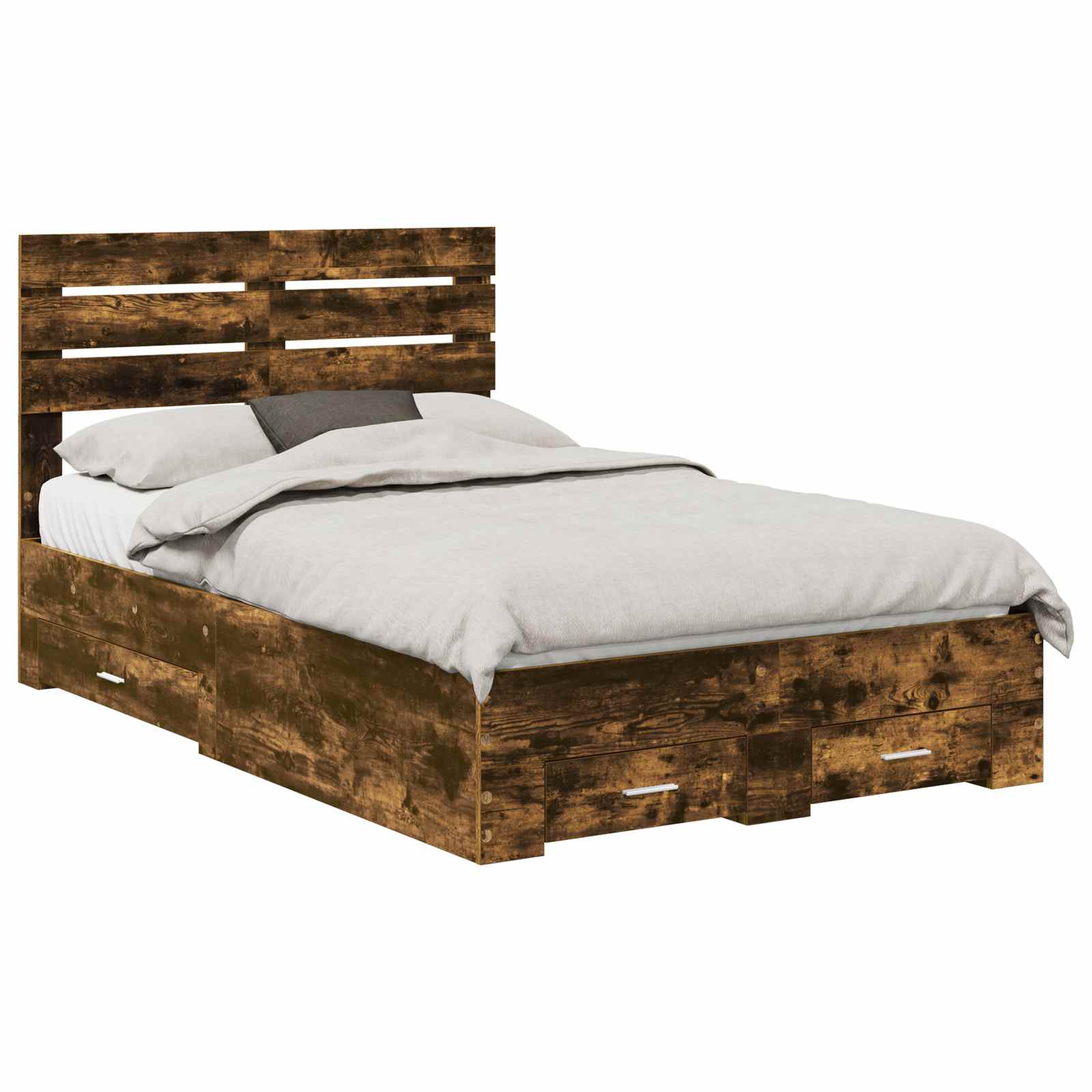 vidaXL Ramka łóżka Dąb wędzony 120 x 190 cm Materiał drewnopochodny