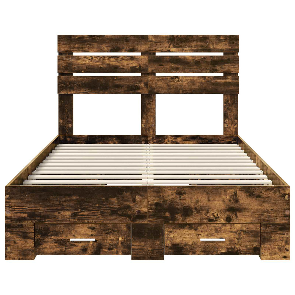 vidaXL Ramka łóżka Dąb wędzony 120 x 190 cm Materiał drewnopochodny