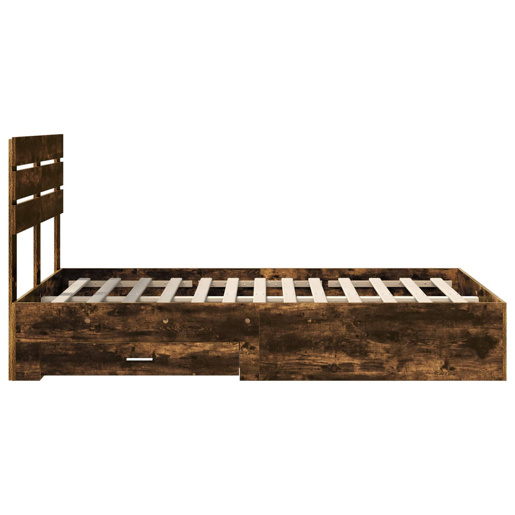 vidaXL Ramka łóżka Dąb wędzony 120 x 190 cm Materiał drewnopochodny