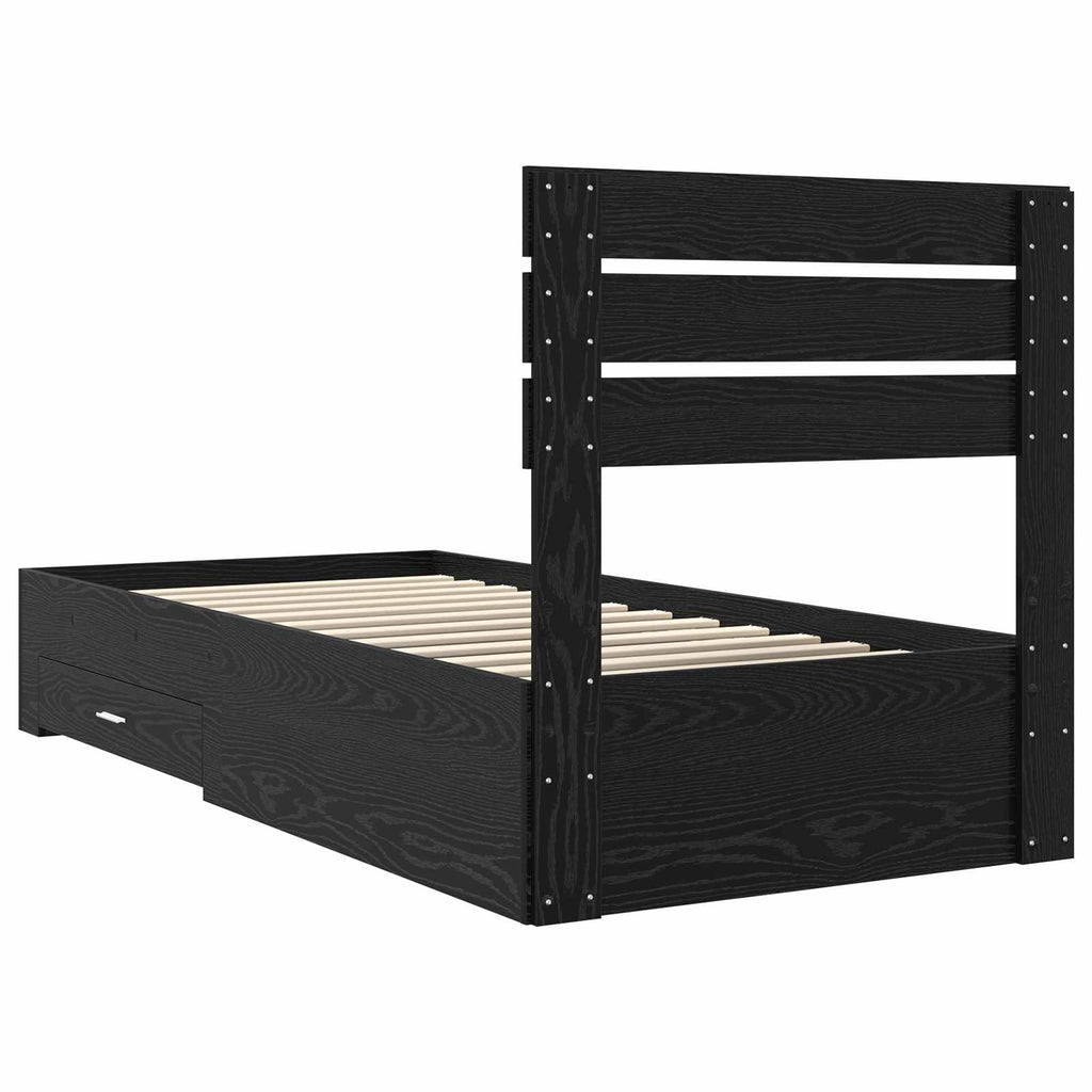 vidaXL Ramka łóżka Czarny Dąb 90 x 200 cm Materiał drewnopochodny