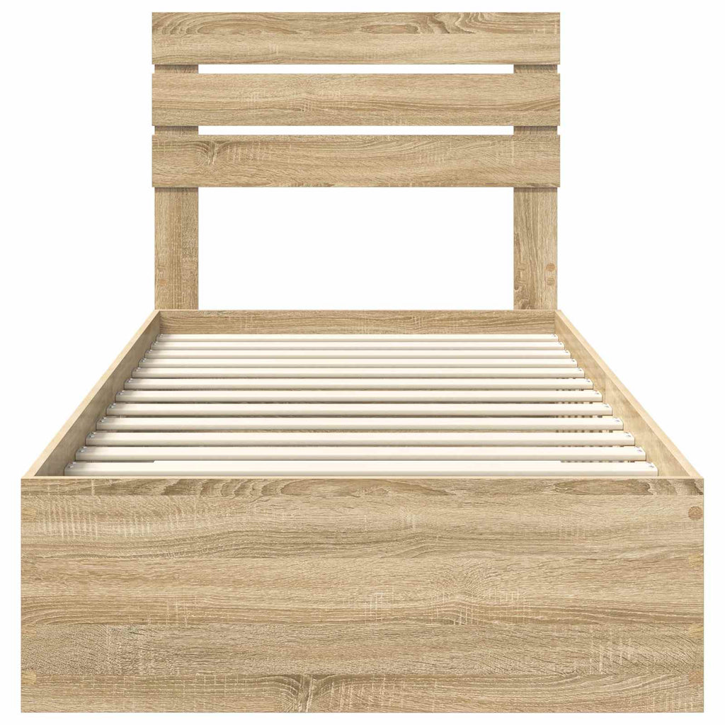 vidaXL Ramka łóżka Dąb Sonoma 90 x 190 cm Materiał drewnopochodny